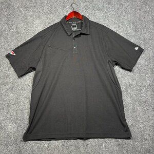 Ogio Cadillac Polo Shirt Mens XL Black Short Sleeve Logo Split Hem Snap Neck